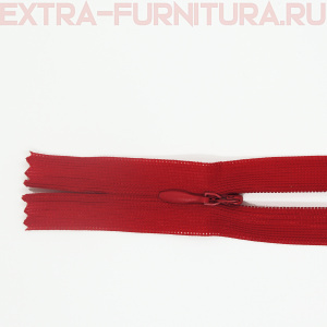 Молния потайная № 3, 50 см, цв. 148 красный п/э пл.9,3 гр/м