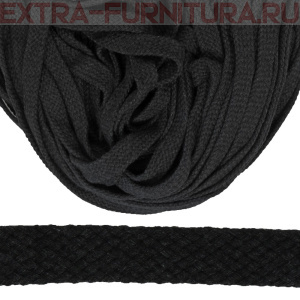 Шнур плоский х/б 12мм, цв.антрацит 110, уп.50м, пл. 9,88 гр/м