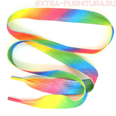 Шнурки плоские 110см, шир.25мм, цв.радужный
