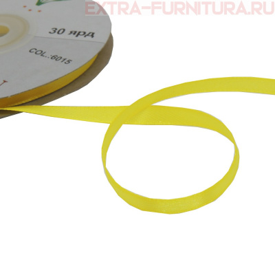 Лента атласная  6 мм  цв.015 темно-желтый рул. 27,42м