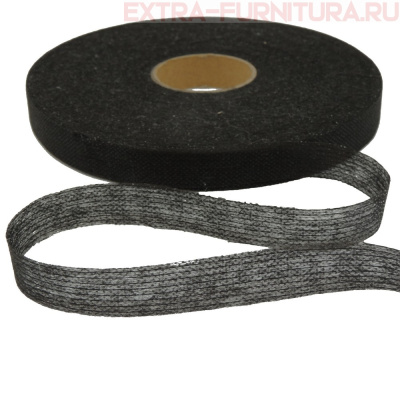 Лента нитепрошивная клеевая, по долевой, арт.4715B шир. 15 мм цв.черный ,уп. 100 м