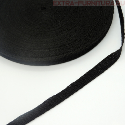 Лента киперная х/б 10 мм, цв. черный (вешалка), уп.50м, 17уп./136уп. (пл.2,3 г/м)