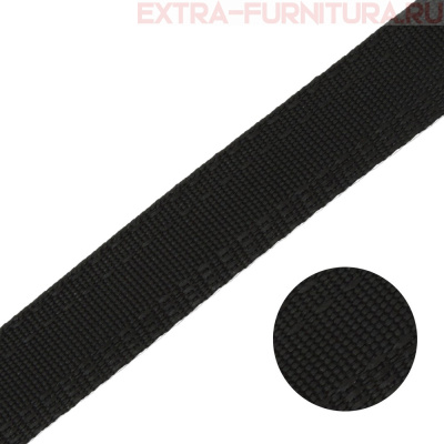 Тесьма брючная шир.16мм, цв. черный, 2-х сторонняя уп.50м